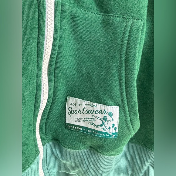 🎾 Ace the Moon The Tennis Zip Up Hoodie, Green - Picture 5 of 7